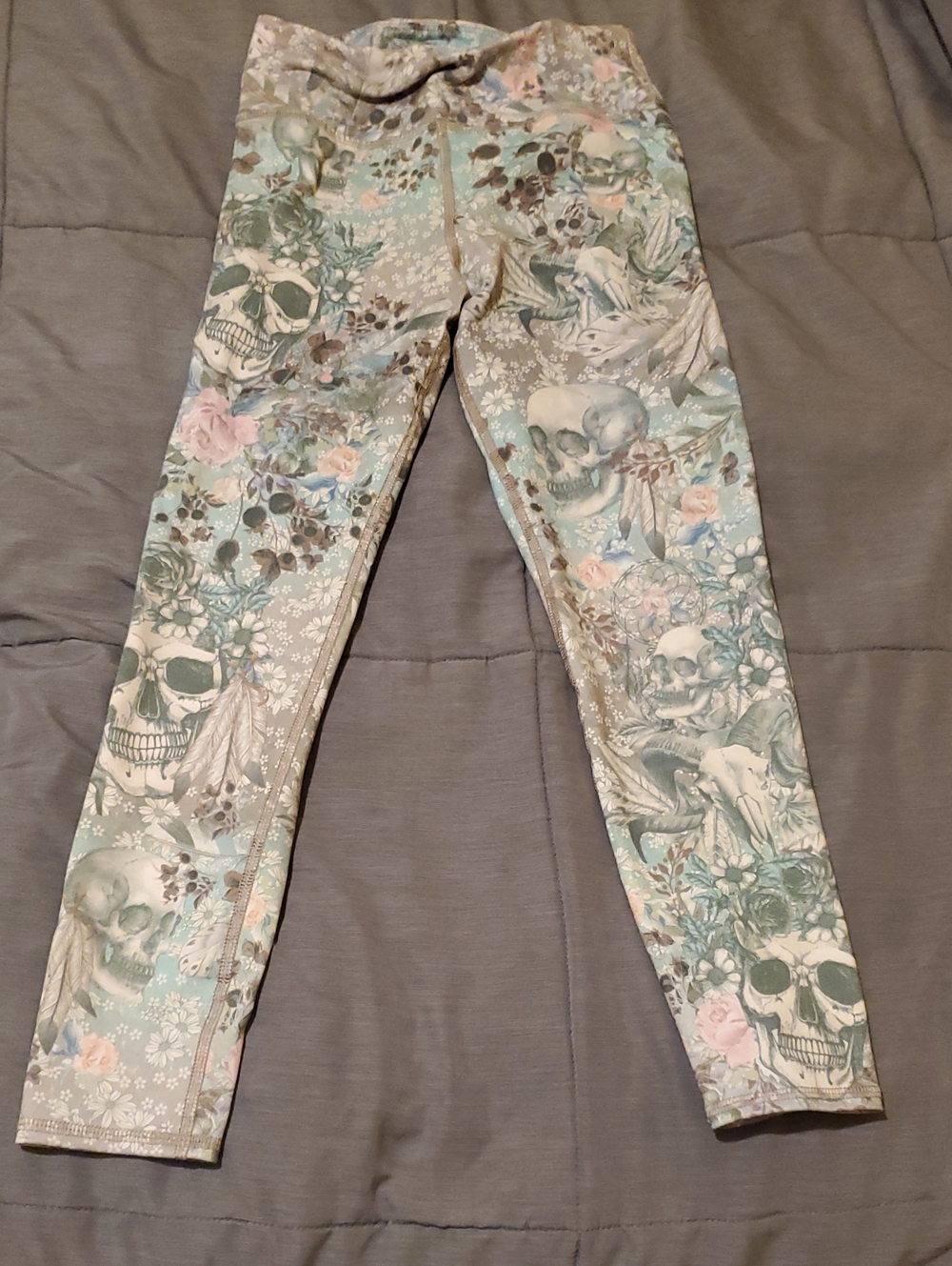 Floral Skull Print Women's Leggings Size Smalls